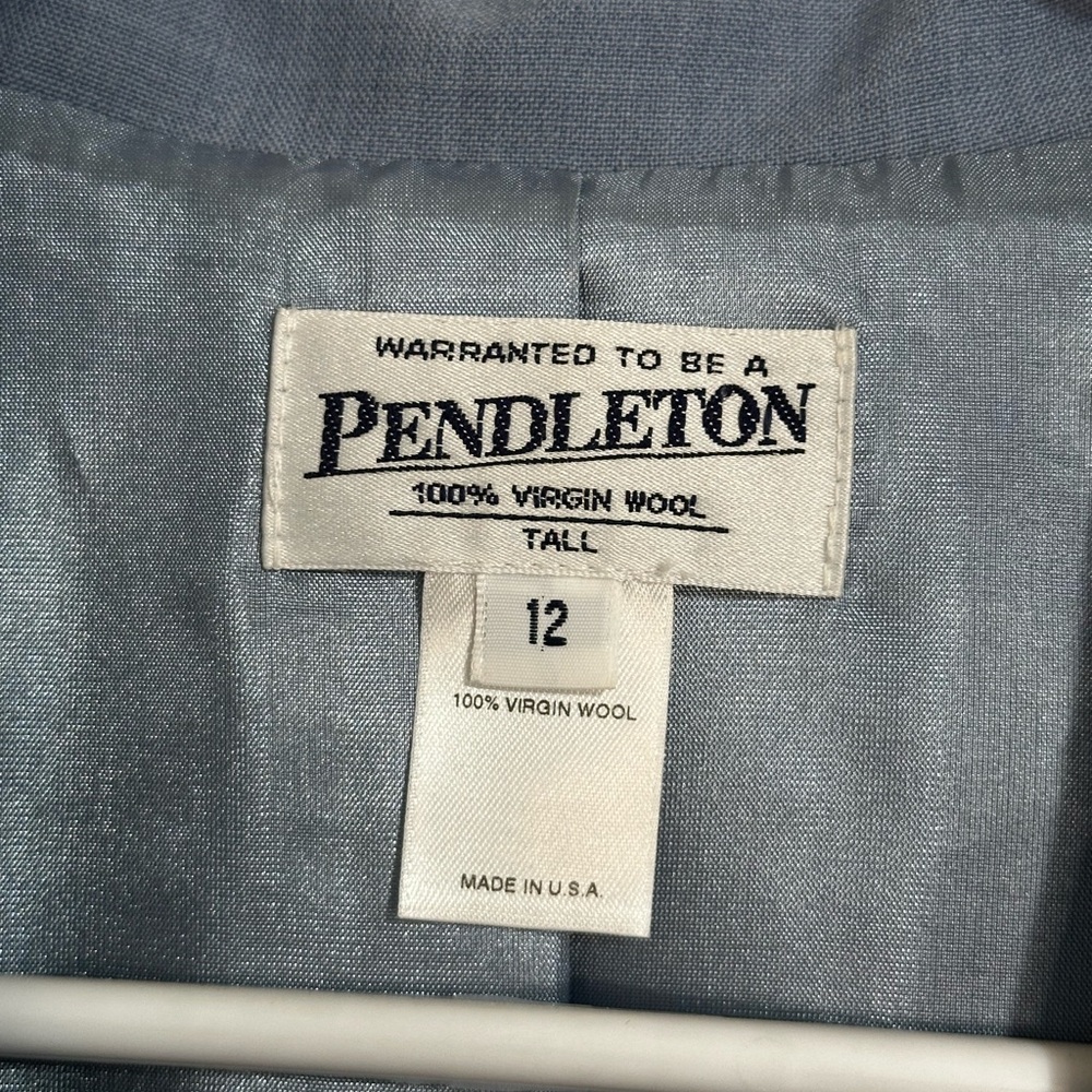Pendleton Slate/Light Blue Single Button 100% Vir… - image 3